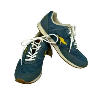 KangaROOS Pocketpass Size 7 Women Sneaker Vintage Blue Yellow Shoe Zipper Pocket